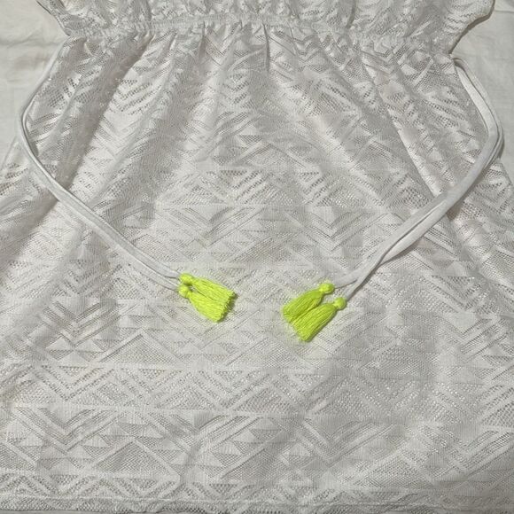 Bongo Y2K White Mesh Neon Tassels Cover Up M - Picture 3 of 6